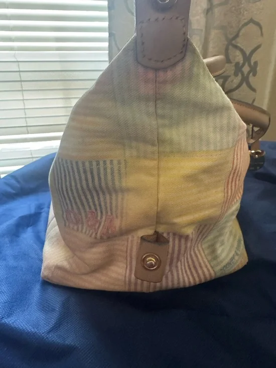 Y2K Dooney and Bourke PatchworkPastel Plaid Women's Handbag with Leather Handles - Picture 4 of 16